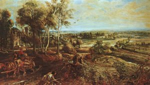 Main Product Photo of A View of Het Steen in the Early Morning Painting by Peter Paul Rubens