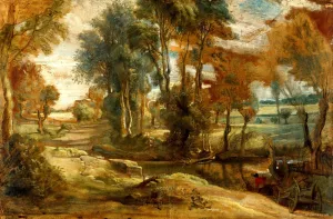 Main Product Photo of A Wagon Fording a Stream Painting by Peter Paul Rubens
