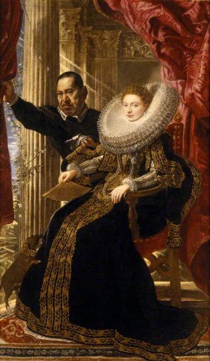 Marchese Maria Grimaldi and Her Dwarf by Peter Paul Rubens - Hand-Painted Oil Painting Reproduction