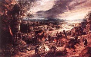 Main Product Photo of Summer: Peasants Going to Market Painting by Peter Paul Rubens