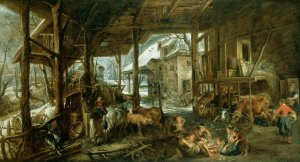 Winter - The Interior of a Barn by Peter Paul Rubens Oil Painting Reproduction