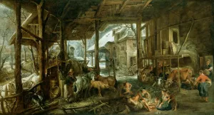 Main Product Photo of Winter - The Interior of a Barn Painting by Peter Paul Rubens