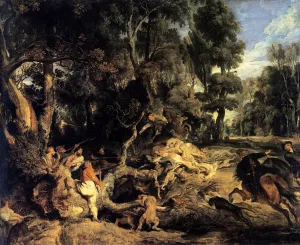 Main Product Photo of Boar Hunt Painting by Peter Paul Rubens