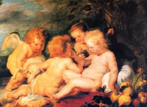 Christ and St. John with Angels by Peter Paul Rubens Oil Painting Reproduction