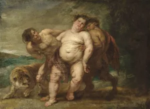 Drunken Bacchus with Faun and Satyr by Peter Paul Rubens - Hand-Painted Oil Painting Reproduction