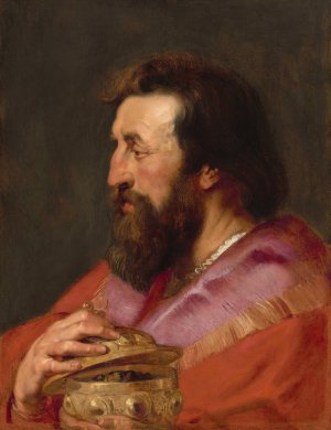 Head of One of the Three Kings - Melchior,The Assyrian King by Peter Paul Rubens Oil Painting Reproduction