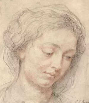 Head of woman by Peter Paul Rubens - Hand-Painted Oil Painting Reproduction