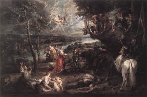 Main Product Photo of Landscape with Saint George and the Dragon Painting by Peter Paul Rubens
