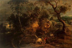 Main Product Photo of Landscape with Stone Carriers Painting by Peter Paul Rubens