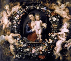 Madonna in Floral Wreath by Peter Paul Rubens Oil Painting Reproduction