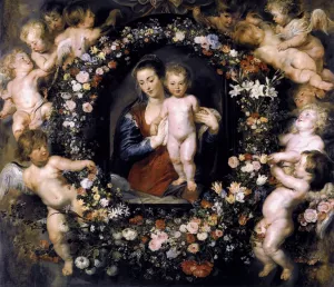 Madonna in Floral Wreath by Peter Paul Rubens Oil Painting Reproduction