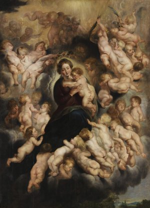 Main Product Photo of Maria mit Kind im Engelskranz Painting by Peter Paul Rubens