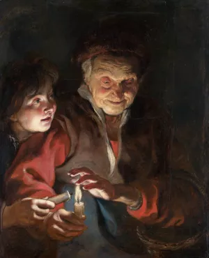 Old Woman and Boy with Candles by Peter Paul Rubens - Hand-Painted Oil Painting Reproduction