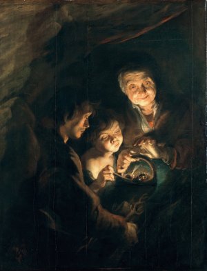 Main Product Photo of Old Woman with a Basket of Coal Painting by Peter Paul Rubens