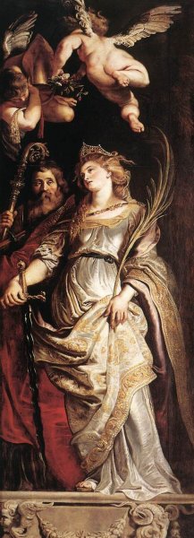 Raising of the Cross: Sts Eligius and Catherine by Oil Painting Reproduction