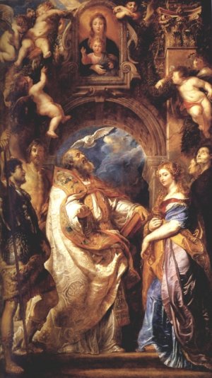 Saint Gregory With Saints Domitilla, Maurus, And Papianus by Peter Paul Rubens Oil Painting Reproduction