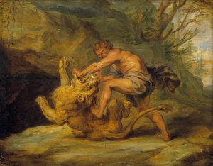 Main Product Photo of Samson and the Lion. Study Painting by Peter Paul Rubens