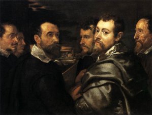 Main Product Photo of Self-Portrait in a Circle of Friends from Mantua Painting by Peter Paul Rubens