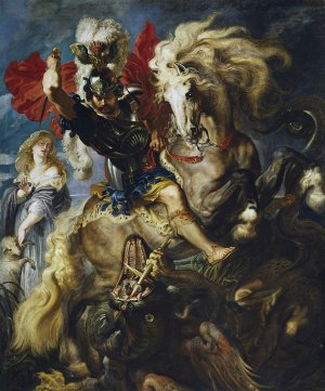 Main Product Photo of St George Battles The Dragon Painting by Peter Paul Rubens
