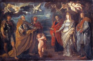 St George with Martyrs Maurus, Papianus, Domitilla, Nerus and Achilleus by Peter Paul Rubens - Hand-Painted Oil Painting Reproduction