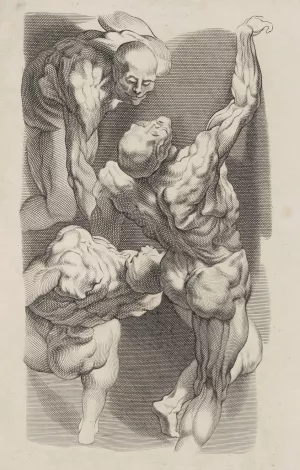 Study of Three Naked Men by Peter Paul Rubens - Hand-Painted Oil Painting Reproduction
