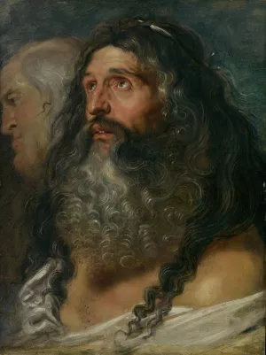 Study of Two Heads by Peter Paul Rubens - Hand-Painted Oil Painting Reproduction