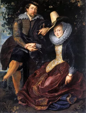 The Artist and His First Wife, Isabella Brant, in the Honeysuckle Bower by Peter Paul Rubens - Hand-Painted Oil Painting Reproduction