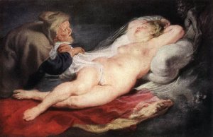 The Hermit and the Sleeping Angelica by Peter Paul Rubens - Hand-Painted Oil Painting Reproduction