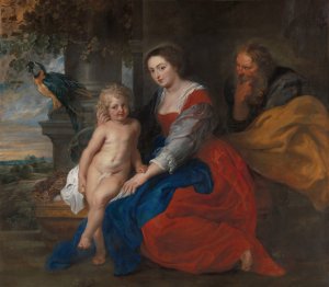 The Holy Family with the Parrot by Oil Painting Reproduction