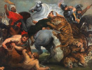 Main Product Photo of The Tiger, Lion and Leopard hunt Painting by Peter Paul Rubens