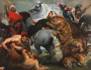 The Tiger, Lion and Leopard hunt by Peter Paul Rubens - Hand-Painted Oil Painting Reproduction