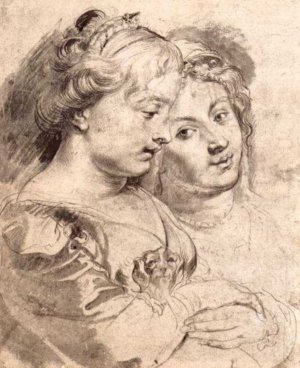 Main Product Photo of Two Young Women with a Dog Painting by Peter Paul Rubens