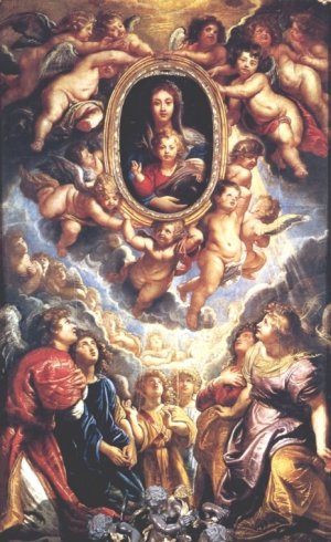 Virgin and Child Adored by Angels by Peter Paul Rubens - Hand-Painted Oil Painting Reproduction