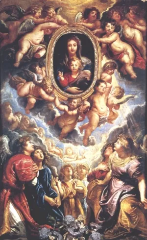 Virgin and Child Adored by Angels by Peter Paul Rubens - Hand-Painted Oil Painting Reproduction
