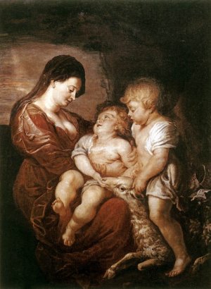 Virgin and Child with the Infant St John by Peter Paul Rubens - Hand-Painted Oil Painting Reproduction
